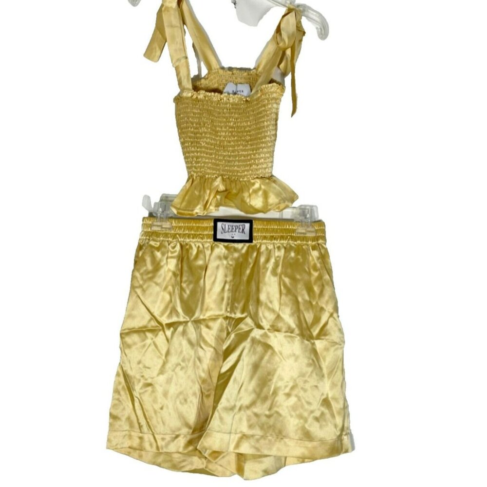 Sleeper Womens Tender Fighter Silk Satin Set Medium Gold